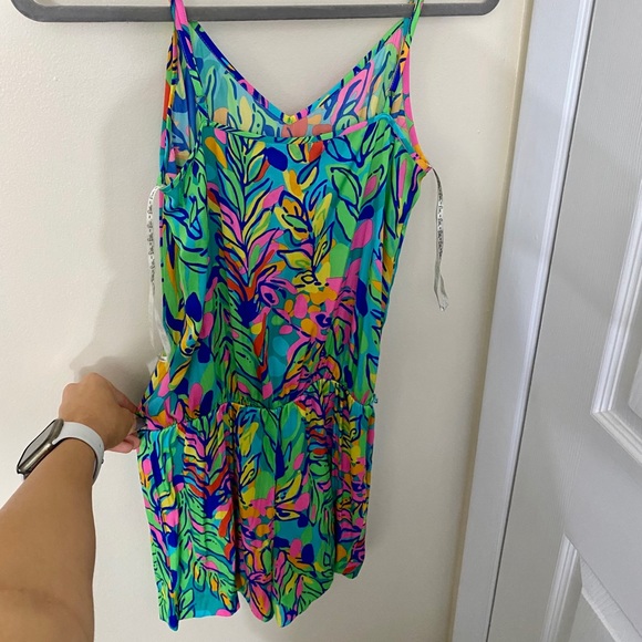 Lilly Pulitzer Deanna Tank Top Romper in Hot Spot - Picture 3 of 4